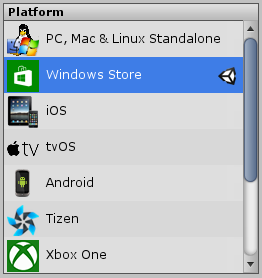 image Unity发布界面中的平台选择